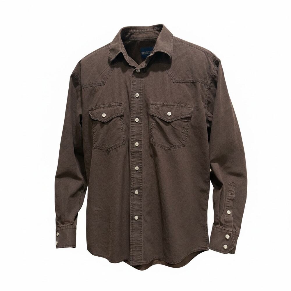 Resistol Western Shirt Brown Paisley Button Down Workwear Cowboy Ranch Mens M